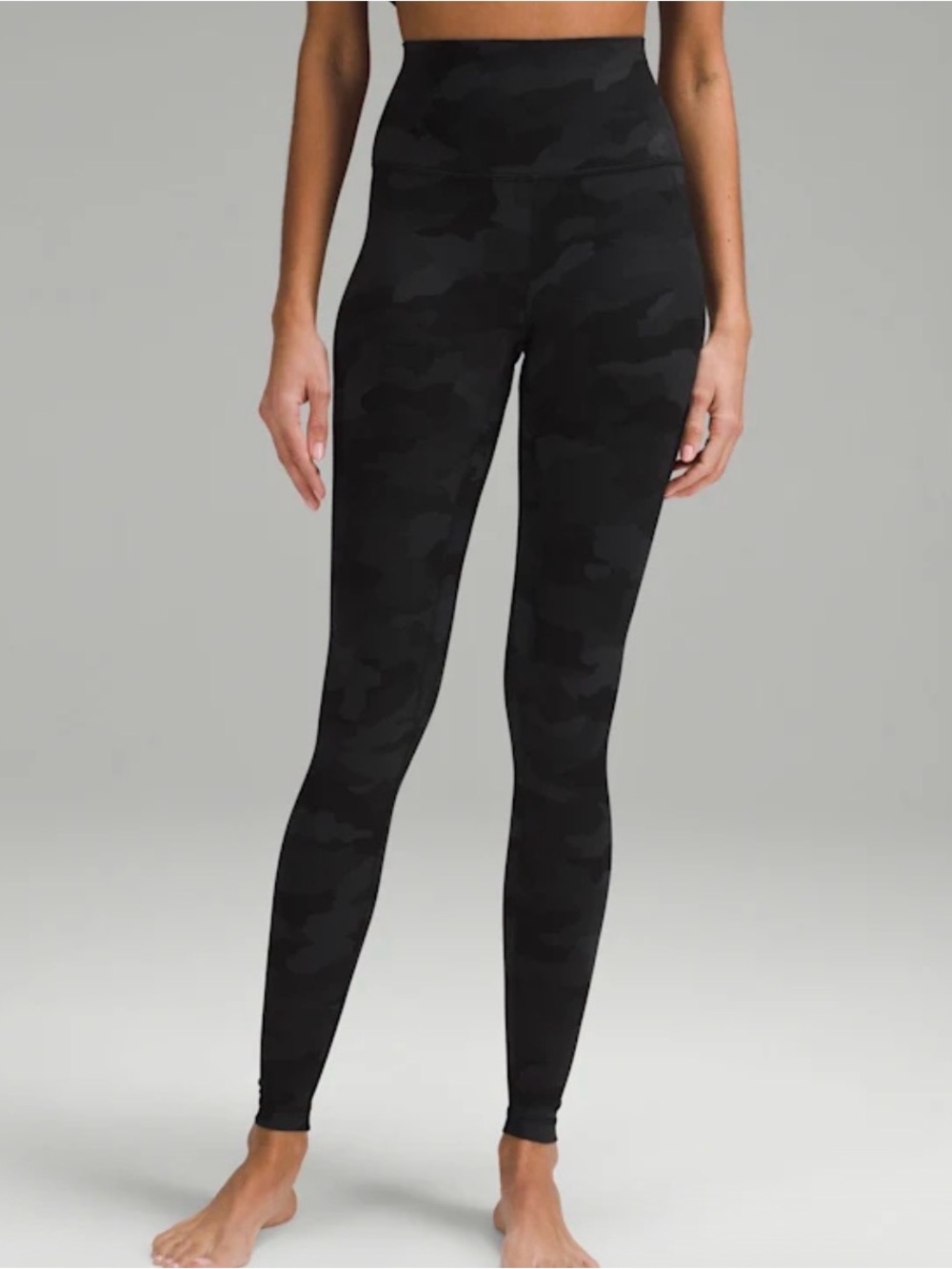 EUC Lululemon Align High-Waist Black Camo Leggings - Women's Activewear 28”